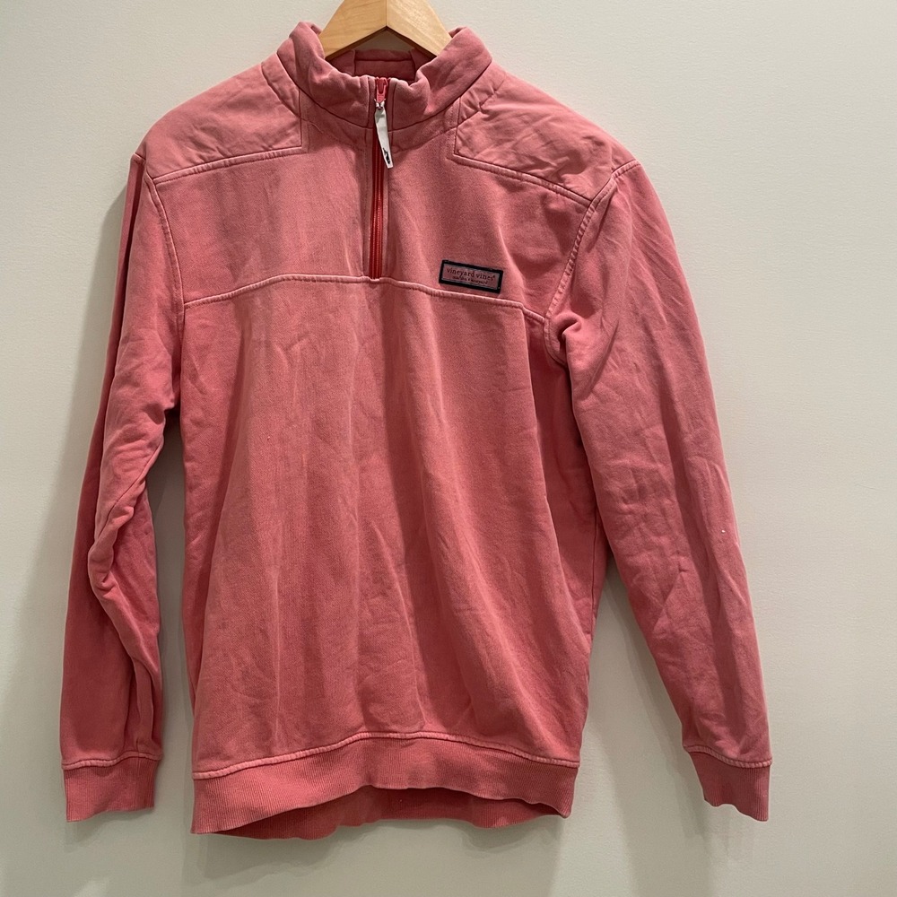 Vineyard Vines Womens Pink 100% Cotton Quarter Zip Pullover Sweater Size S